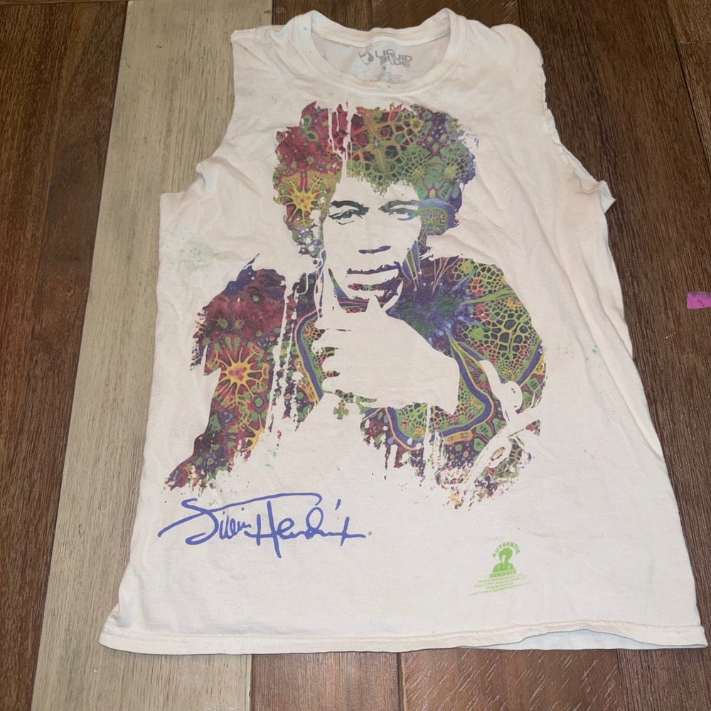 Liquid Blue Jimi Hendrix Tank Top Mens Small White Good Psychedelic Graphic Tee